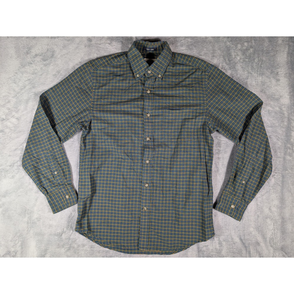 St Johns Bay Mens Green Plaid Easy Care Long Sleeve Button Down Shirt Small